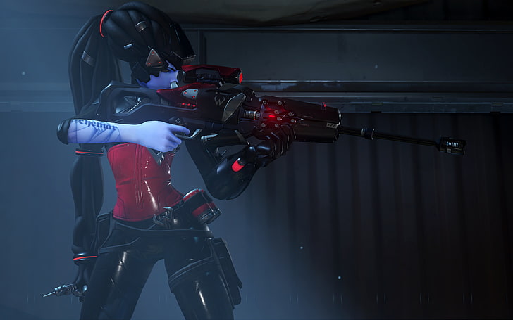 female character with rifle wallpaper, Overwatch, Widowmaker (Overwatch)