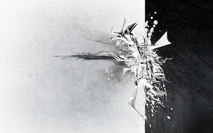 White Vs. Black, black and white abstract painting, silver, cant think of a fourth
