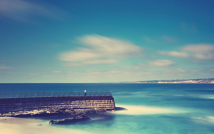 body of water, sea, nature, pier, sky, scenics - nature, horizon, HD wallpaper