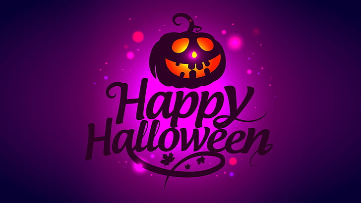 halloween, happy halloween, pumpkin, purple, celebration, illuminated, HD wallpaper