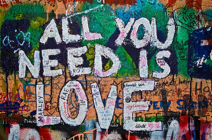 hippie   themed, communication, multi colored, graffiti, text