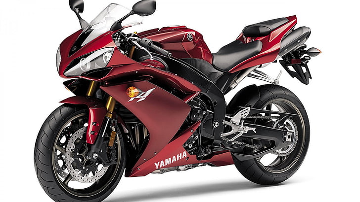 red and black Yamaha sports bike, R1, superbike, transportation, HD wallpaper