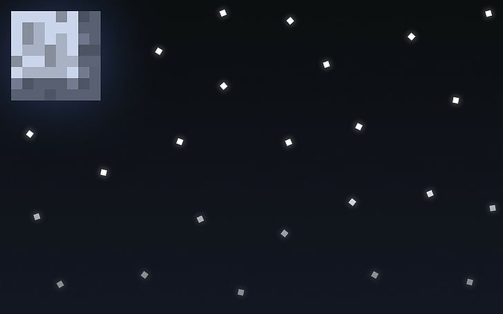 minecraft stars moon, no people, night, backgrounds, illuminated, HD wallpaper