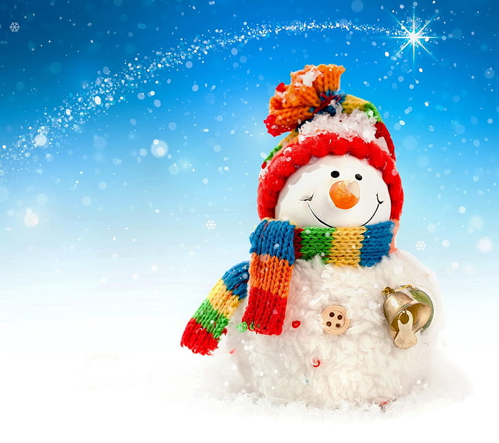 nature, abstract, smiling, winter, snow, christmas, snowman, HD wallpaper