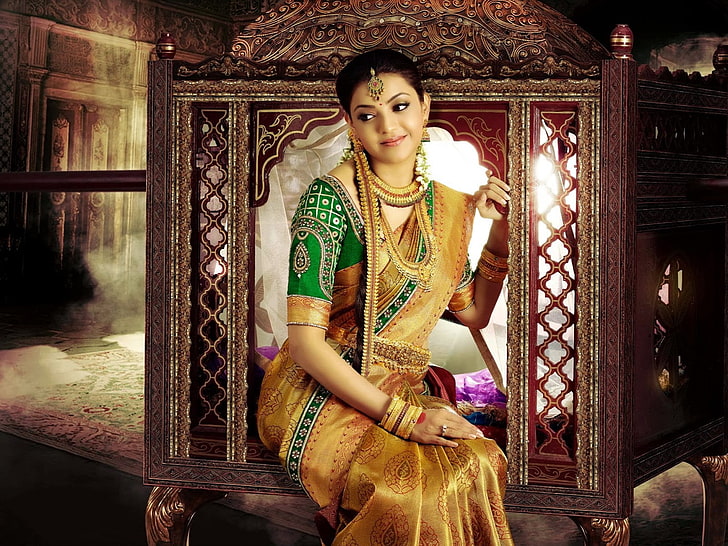 HD wallpaper: women's orange kameez dress, saree, fashion, silk, woman,  model | Wallpaper Flare