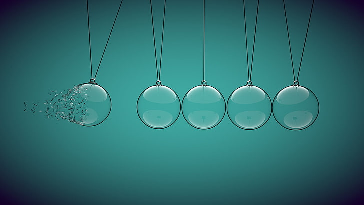 five clear glass bulbs illustration, minimalism, blue background, HD wallpaper