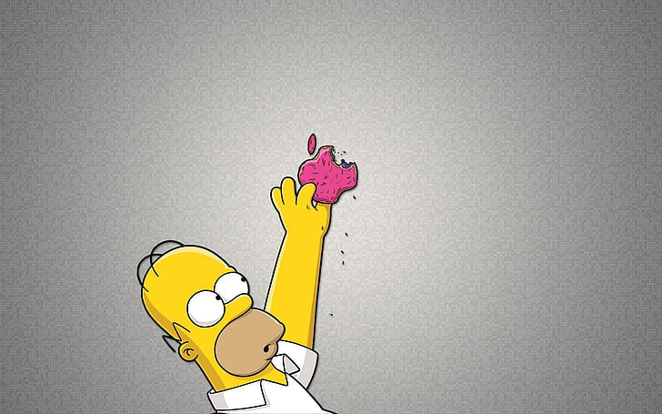 Homer reaching for Apple logo, homer simpson illustration, computers