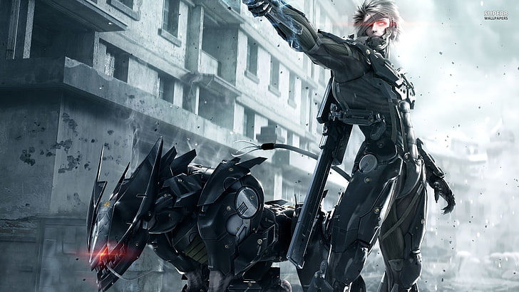 robot dog and anime character wallpaper, Metal Gear Rising, Metal Gear Rising: Revengeance