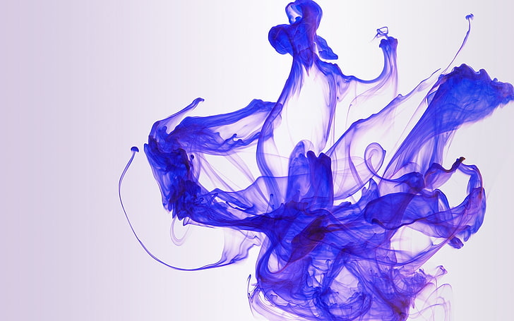 paint in water, ink, blue, abstract, diffused, studio shot, HD wallpaper