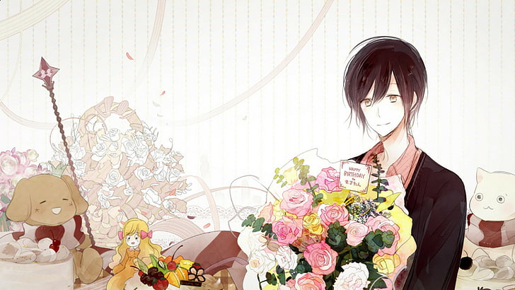 Utaite, anime boys, flower, plant, flowering plant, indoors