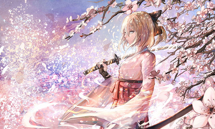 HD wallpaper: anime, anime girls, Fate/Grand Order, Saber, cherry blossom |  Wallpaper Flare