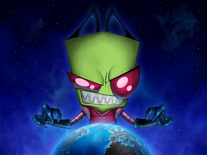Invader Zim, space, blue, star - space, planet - space, astronomy, HD wallpaper