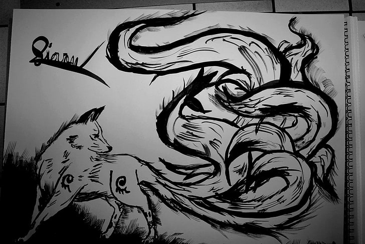animal sketch, drawing, art and craft, creativity, representation, HD wallpaper