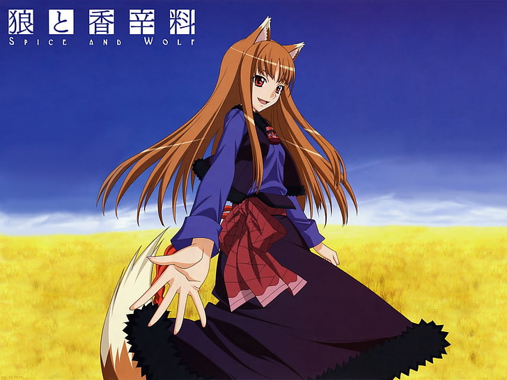 brown haired female fox anime character illustration, Spice and Wolf, HD wallpaper
