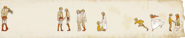 girl and boy clipart, Shingeki no Kyojin, Mikasa Ackerman, Eren Jeager, HD wallpaper
