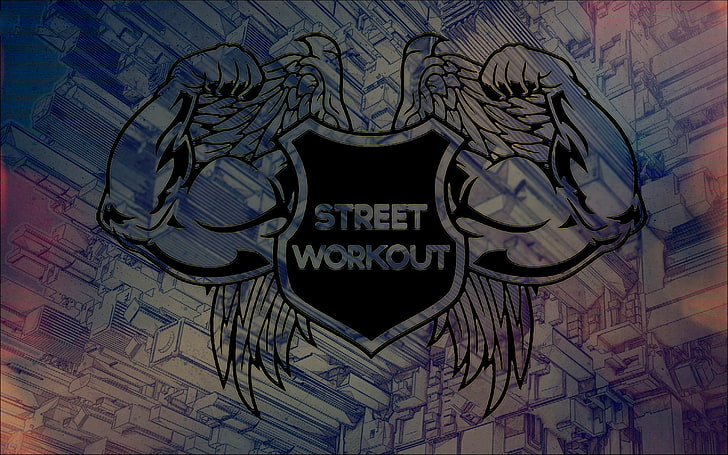 Street Workout logo, the city, Sport, Minin, backgrounds, illustration, HD wallpaper