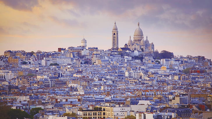 France, Paris, panorama, Montmartre, sacré-Coeur, HD wallpaper