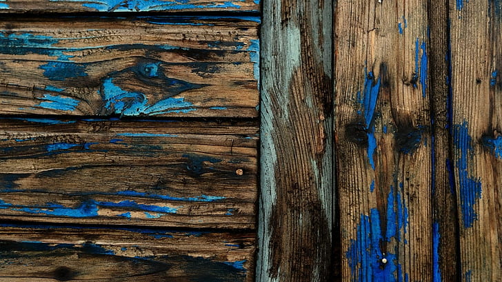 brown and blue wooden board, texture, colorful, wooden surface, HD wallpaper