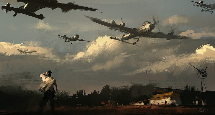 war painting, aircraft, World War II, Darek Zabrocki, military aircraft
