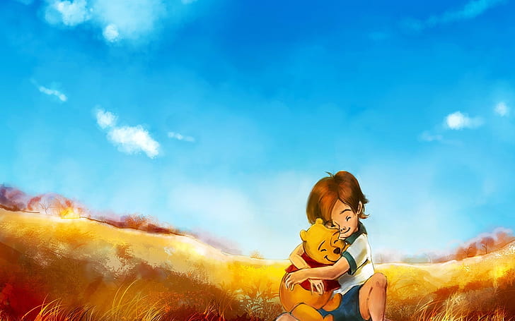 Winnie the Pooh Drawing Hug Embrace HD, cartoon/comic, HD wallpaper