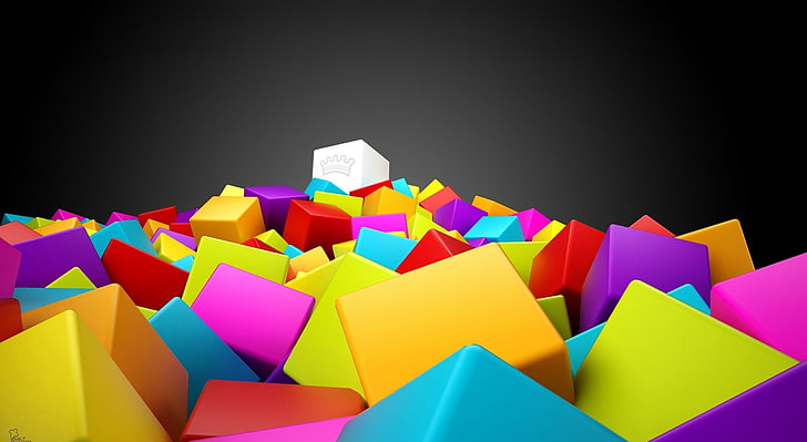 3D, multicolored block lot, Artistic, Colorful, pyramid, multi colored, HD wallpaper