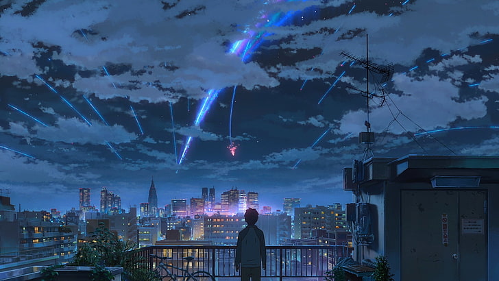 HD wallpaper: Your Name wallpaper, Kimi no Na Wa, Makoto Shinkai , starry  night | Wallpaper Flare
