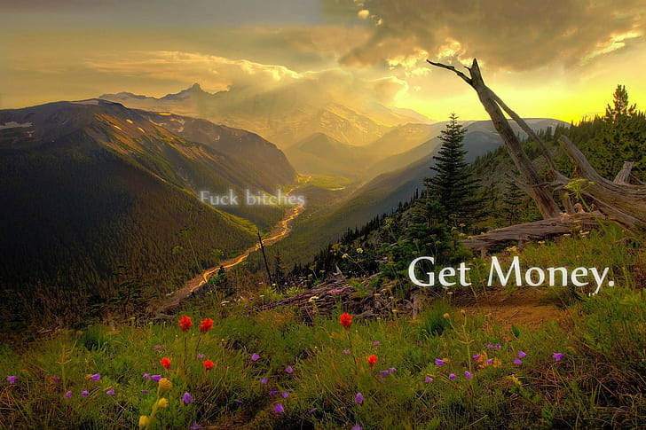 landscape quote money demotivational, mountain, scenics - nature, HD wallpaper