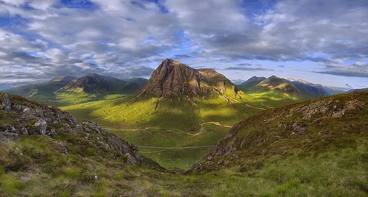 aerial photography of mountains, highlands, scotland, highlands, scotland