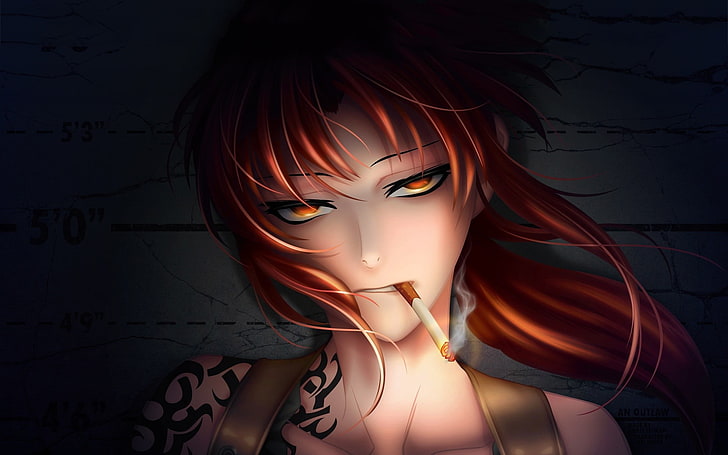 anime, Black Lagoon, Revy, one person, portrait, young adult