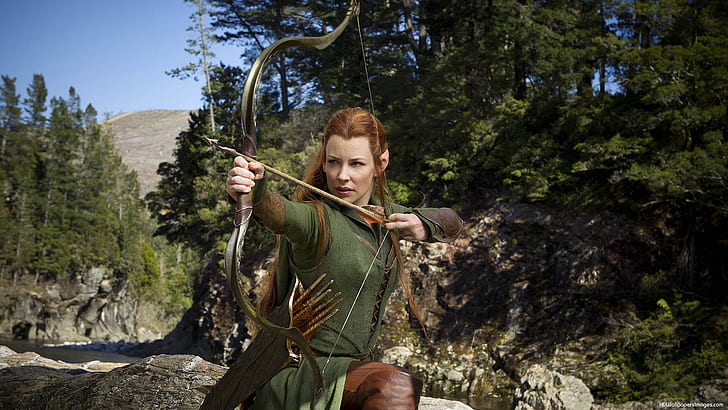 The Lord of the Rings The Hobbit Elf Bow Arrow Evangeline Lilly HD, HD wallpaper