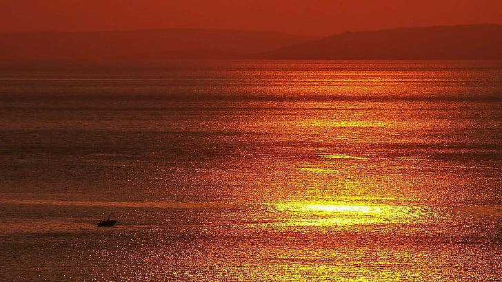 water sun boat adrift, sunset, beauty in nature, scenics - nature, HD wallpaper