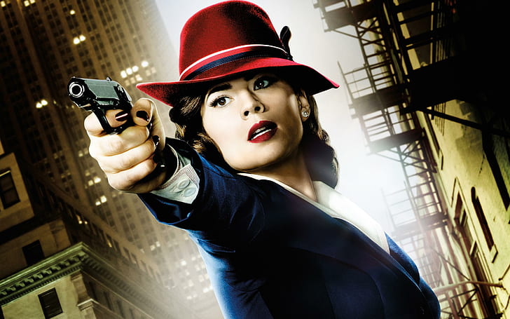 Agent Carter Hayley Atwell, women's red fedora hat, HD wallpaper