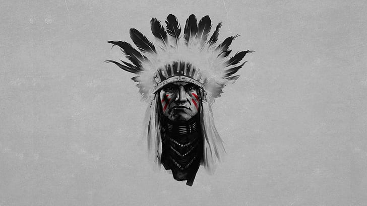 headdress, Native Americans, simple background