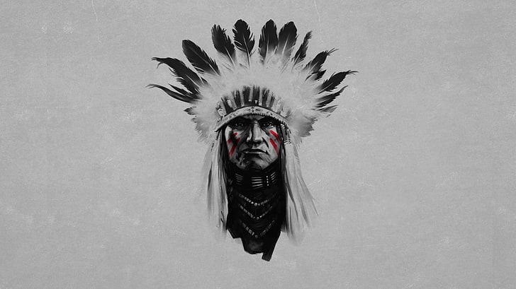 Native American wallpaper, Native Americans, headdress, simple background