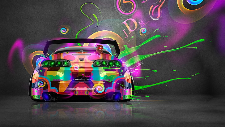 Super Car, Tony Kokhan, colorful, Toyota Supra, JDM, multi colored