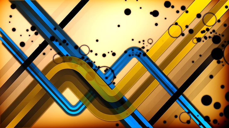blue and yellow abstract wallpaper, pipes, no people, pattern, HD wallpaper