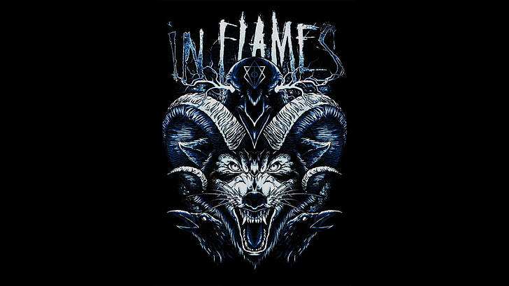 In Flames logo, wolf, raven, Jesterhead, metal music, rock music