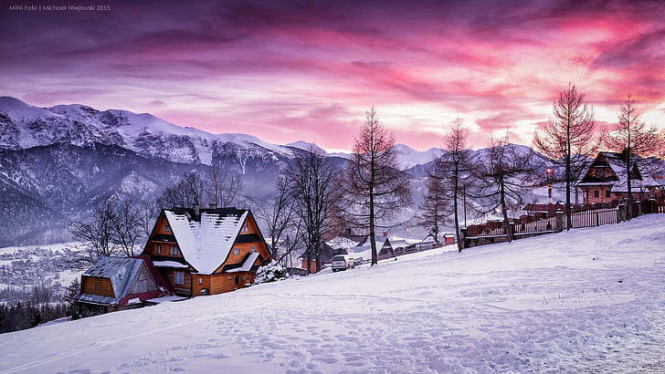 winter, snow, home, Poland, Zakopane, HD wallpaper