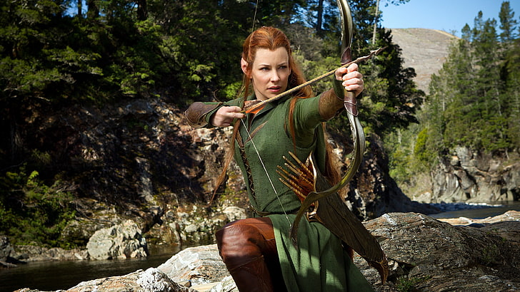 The Hobbit, Tauriel, Evangeline Lilly, redhead, one person