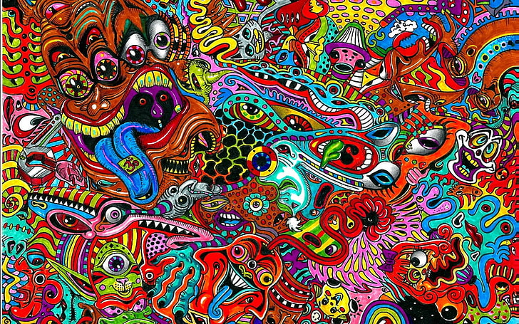 drawing, colorful, multi colored, pattern, full frame, backgrounds, HD wallpaper