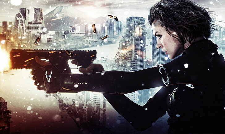 woman holding rifle digital wallpaper, Resident Evil, movies