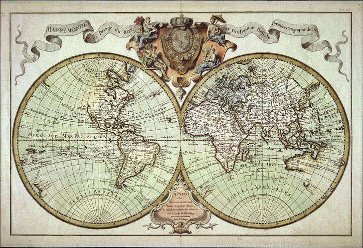old world map, travel, antique, old-fashioned, cartography, engraved Image