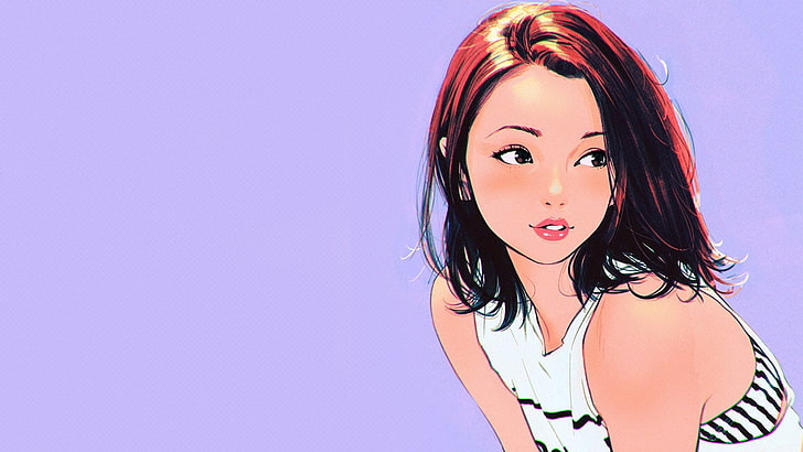 orange-haired female anime character, Ilya Kuvshinov, artwork, HD wallpaper