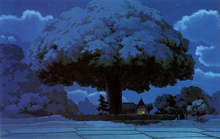anime, fantasy Art, Studio Ghibli, Totoro, plant, tree, growth