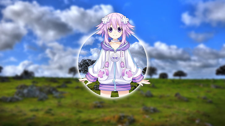 anime, anime girls, picture-in-picture, Neptune (Hyperdimension Neptunia), HD wallpaper