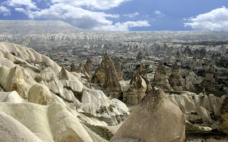 Cappadocia, landscape, cloud - sky, solid, rock, rock formation, HD wallpaper
