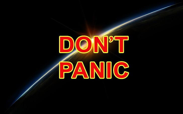 don't panic text, Movie, The Hitchhiker's Guide to the Galaxy, HD wallpaper