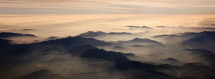 aerial view of mountains during daytime, Window Seat, Chile, nature, HD wallpaper