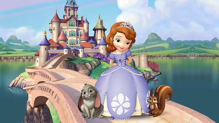 castle, art, Bunny, squirrel, children's, Sofia, Princess, HD wallpaper