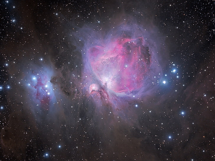 purple and black galaxy sky, Messier 42, Orion, nebula, space, HD wallpaper